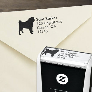 Pug Silhouette Return Address Self-inking Stamp