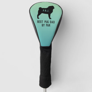 Pug Silhouette with Custom Text Golf Head Cover