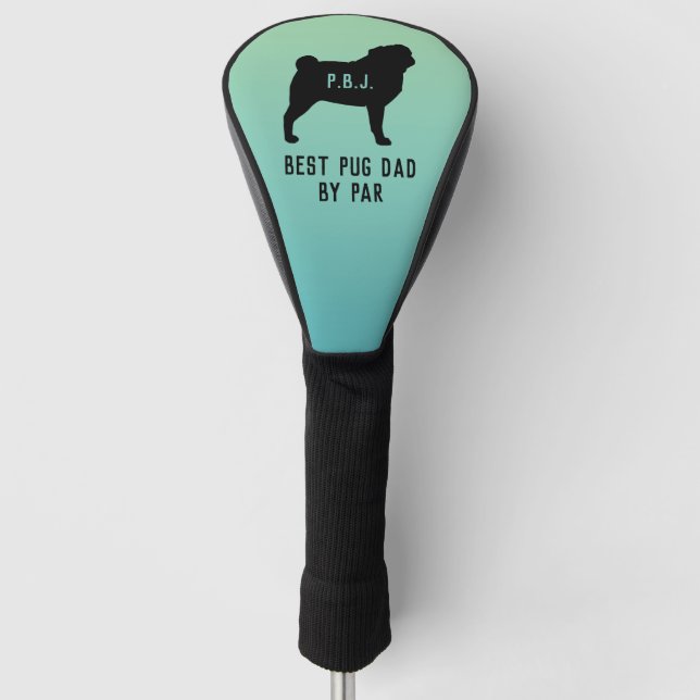 Pug Silhouette with Custom Text  Golf Head Cover (Front)
