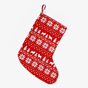 Pug Silhouettes Christmas Sweater Style Pattern Small Christmas Stocking