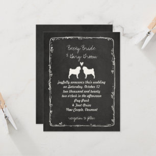 Pug Silhouettes Dog Lover's Wedding Announcement