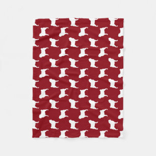 Pug Silhouettes Pattern Red Fleece Blanket
