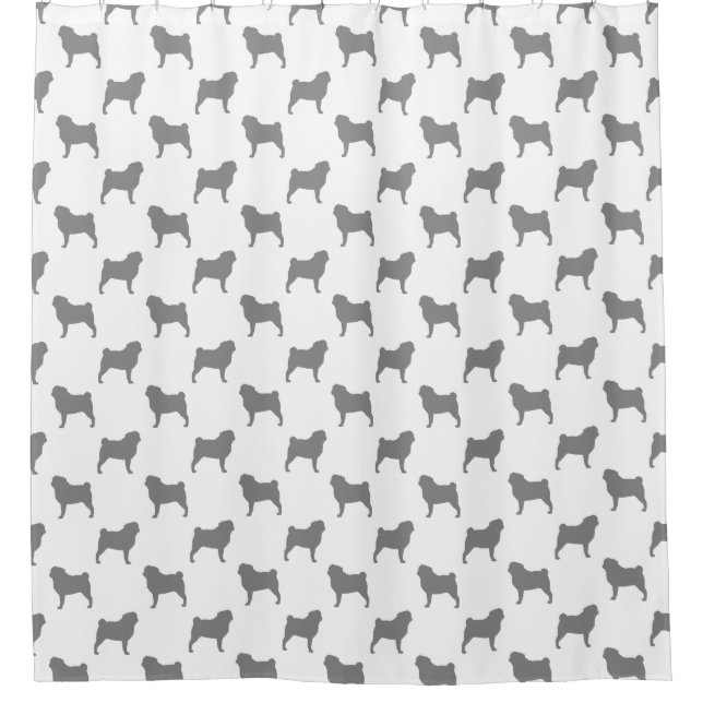 Pug Silhouettes Pattern Shower Curtain (Front)