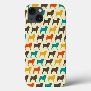 Pug Silhouettes Retro Colors Dog Breed Pattern iPhone 13 Case