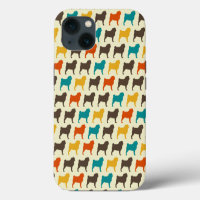 Pug Silhouettes | Retro Colours Dog Breed Pattern