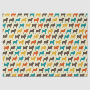 Pug Silhouettes   Retro Colours Dog Breed Pattern Tissue Paper