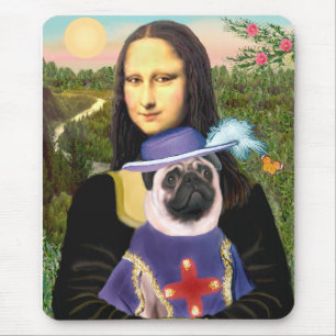 Pug (Sir) - Mona Lisa - Customised Mouse Mat
