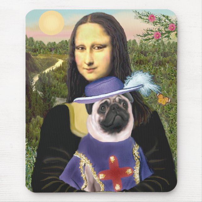 Pug (Sir) - Mona Lisa - Customised Mouse Mat (Front)