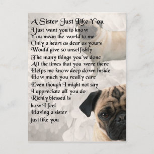 Pug  Sister Poem Postcard