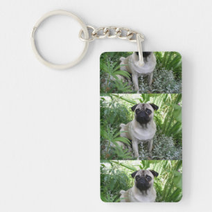 pug sitting key ring