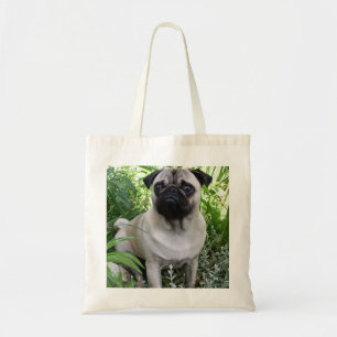 pug sitting tote bag