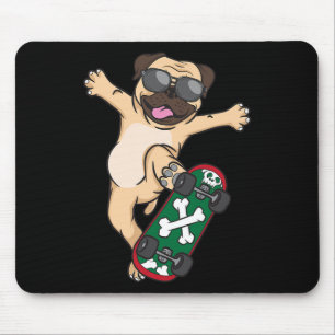Pug Skateboard Dog Lover Puppy Funny Skater Skateb Mouse Mat