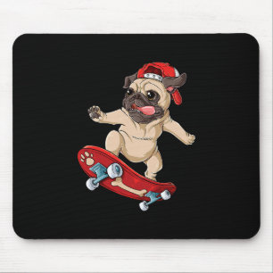 Pug Skateboard T Shirt Dog Puppy Funny Skater Skat Mouse Mat