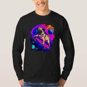 Pug Skateboarding in Outer Space Retro Vintage Ska T-Shirt