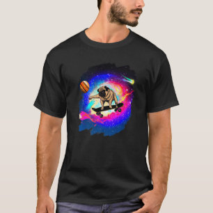 Pug Skateboarding in Outer Space Retro Vintage Ska T-Shirt