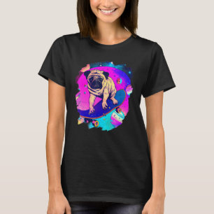 Pug Skateboarding in Outer Space Retro Vintage Ska T-Shirt