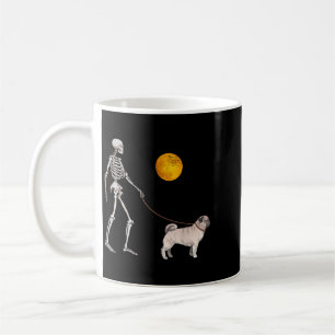 Pug Skeleton Dog Walking Halloween Costume Coffee Mug