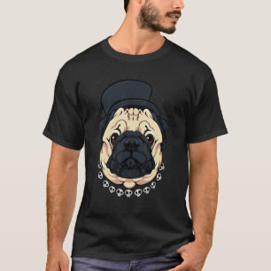 Pug Skull Chain Lazy Halloween Costume Cute Dog Pu T-Shirt