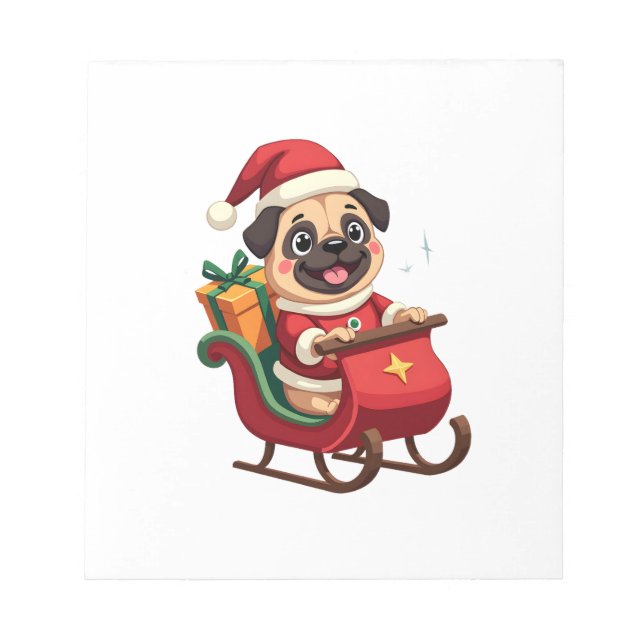 Pug Sleigh Ride Notepad (Front)
