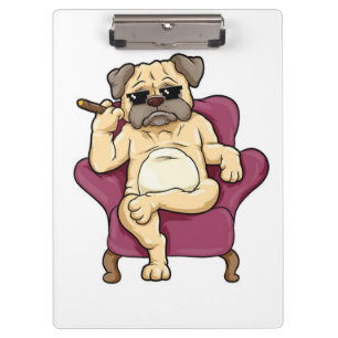 Pug Smoking Cigar Really Cool Pug Dog Clipboard