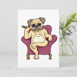 Pug Smoking Cigar Really Cool Pug Dog Holiday Card