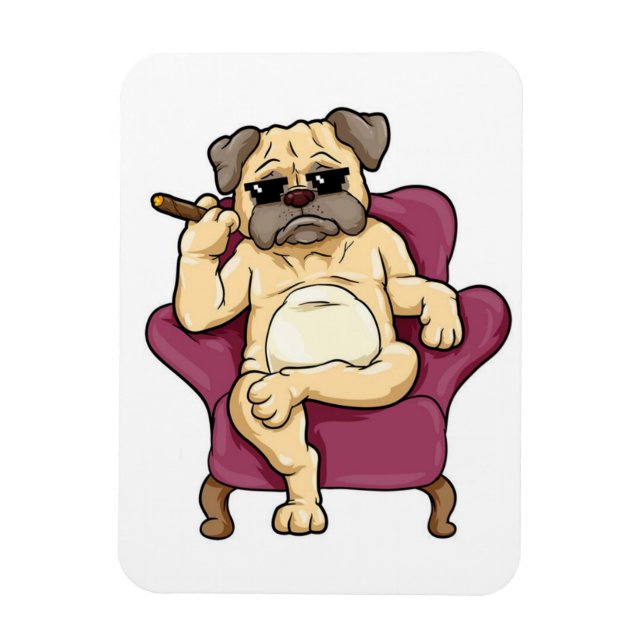 Pug Smoking Cigar | Really Cool Pug Dog Magnet (Vertical)