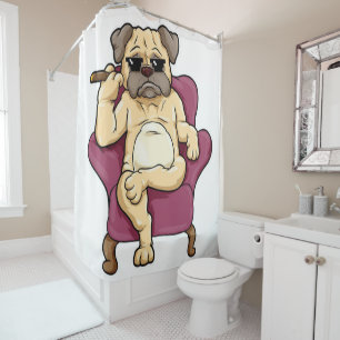 Pug Smoking Cigar Really Cool Pug Dog Shower Curtain