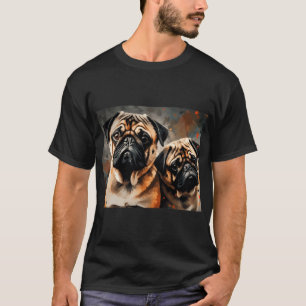 Pug Snack Time - Pugs in Love Digital Oil Painting T-Shirt