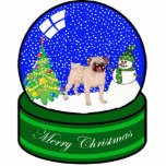 pug snow globe photo sculpture decoration<br><div class="desc">cute holiday ornament</div>