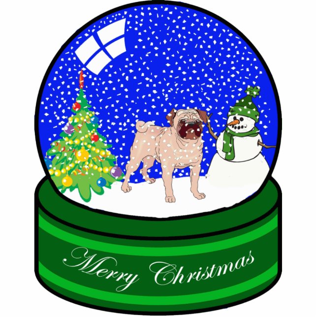 pug snow globe photo sculpture decoration (Front)