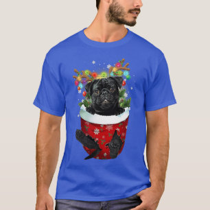 Pug Snow Pocket  Dogs Christmas Pocket  T-Shirt