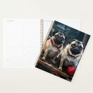 Pug Snowy Sleigh Christmas Decor Planner