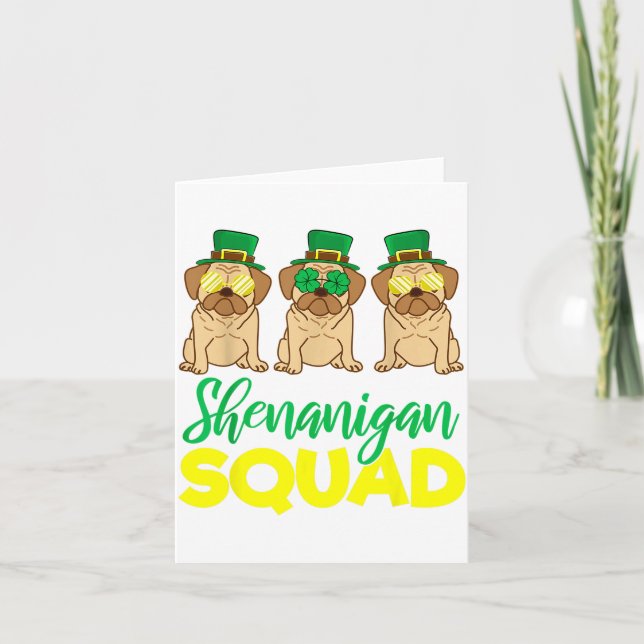 Pug Squad Funny Lucky St Patricks Day 2020 Team Gr Card (Front)