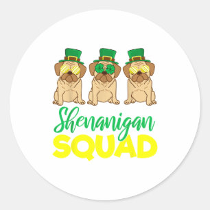 Pug Squad Funny Lucky St Patricks Day 2020 Team Gr Classic Round Sticker