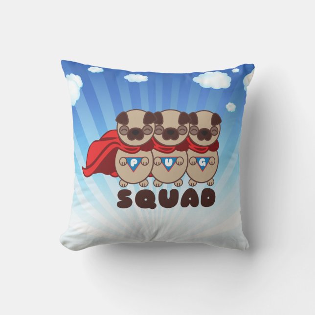 Pug Squad Pugs To The Rescue Pillow (Front)