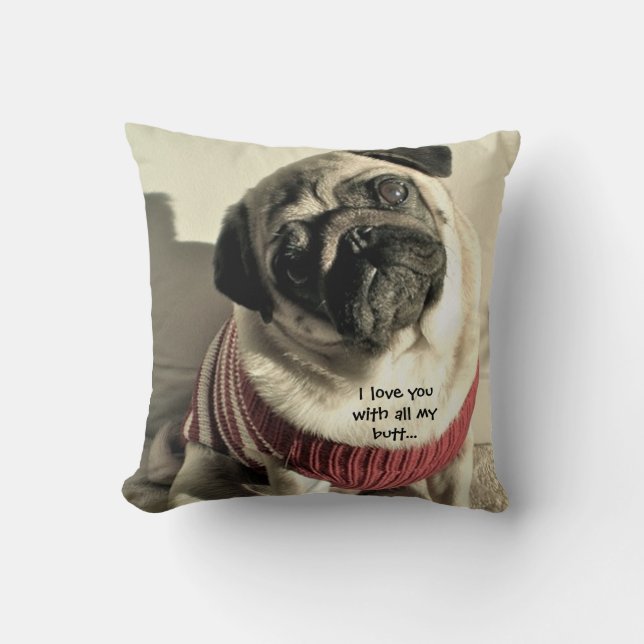 Pug Square Pillow (Front)