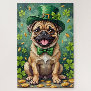 Pug St Patrick’s Day Funny Lucky Dog Jigsaw Puzzle