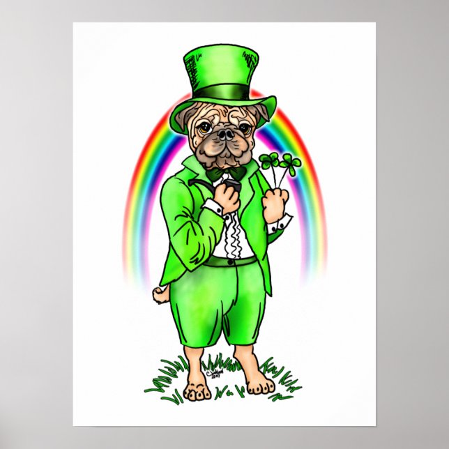 Pug St Patrick's Day Poster (Front)