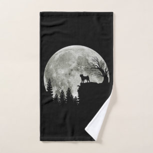 Pug Stand On Mountain Spooky Halloween Moon Bath Towel Set