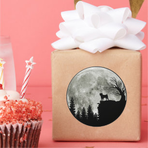 Pug Stand On Mountain Spooky Halloween Moon Classic Round Sticker