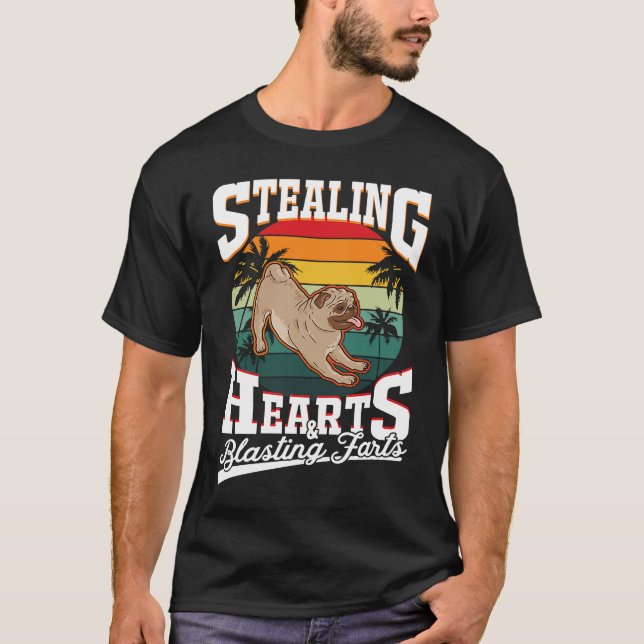 Pug Stealing hearts & blasting farts Valentine's D T-Shirt (Front)