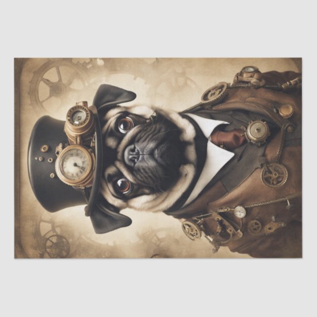 Pug Steam Punk Chronicles: A Decoupage Adventure Tissue Paper (Front)