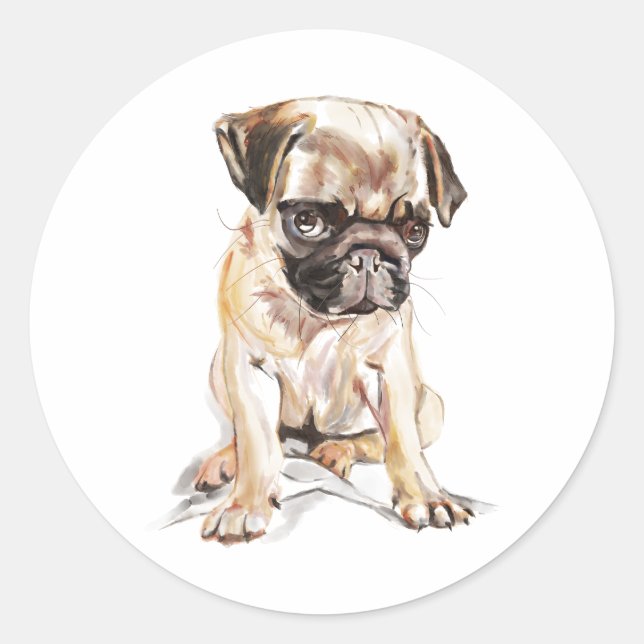 Pug Sticker –  Classic Round Sticker, Dog Lover (Front)
