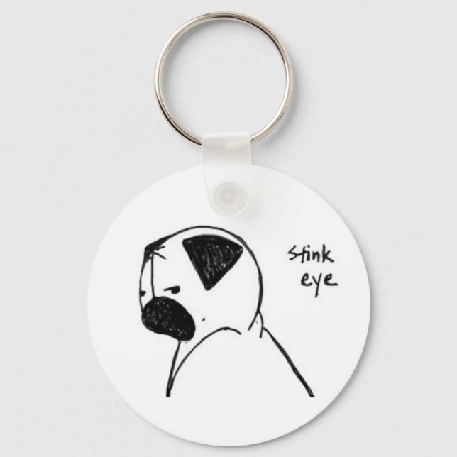 Pug Stink Eye Key Ring (Front)