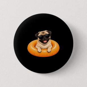 Pug Summer Shirt Cute Dog Pool Float 6 Cm Round Badge