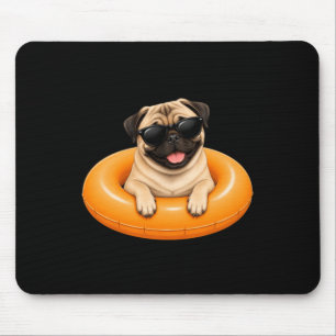 Pug Summer Shirt Cute Dog Pool Float Mouse Mat