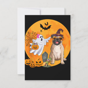 Pug Sunglasses Costume Witch Halloween Boo Ghost T Invitation