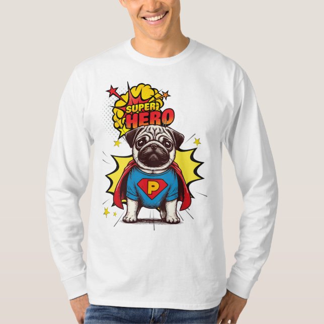Pug Super Hero T-Shirt (Front)