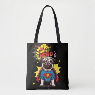 Pug Super Hero Tote Bag
