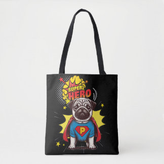 Pug Super Hero Tote Bag